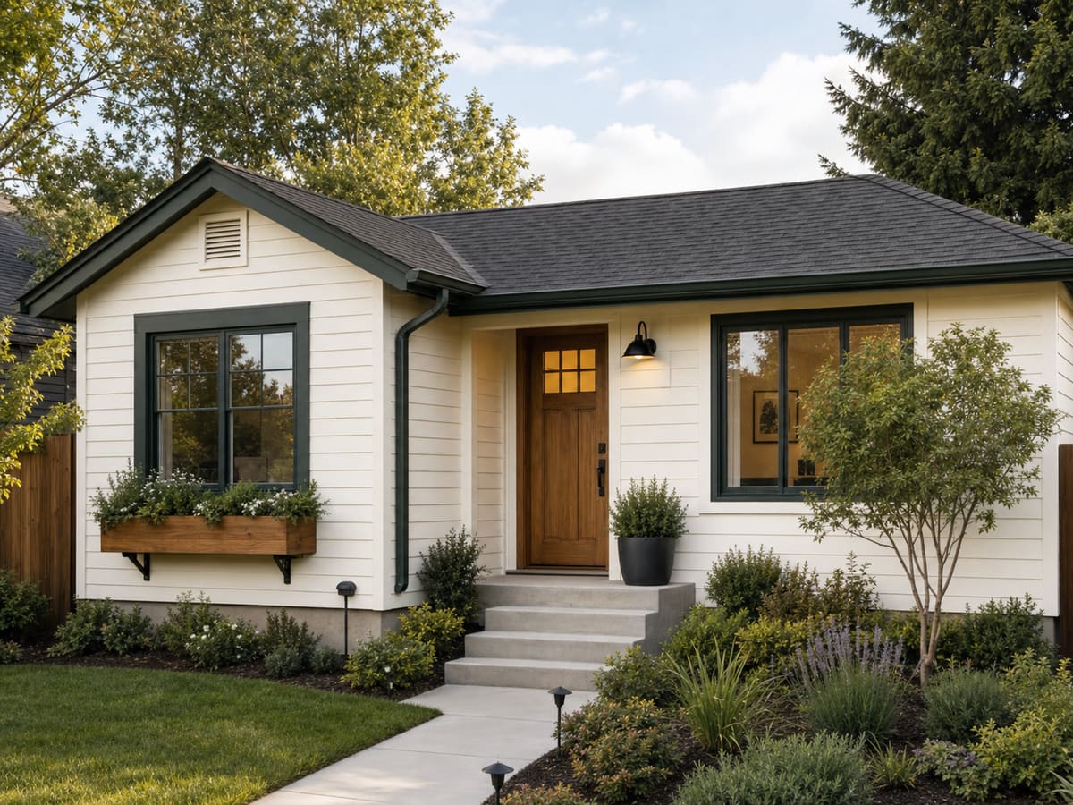 Generated warm modern cottage facade concept