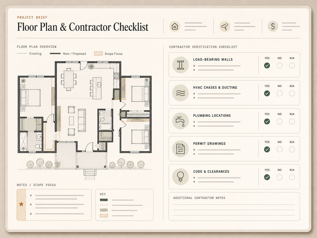Floor plan contractor checklist brief